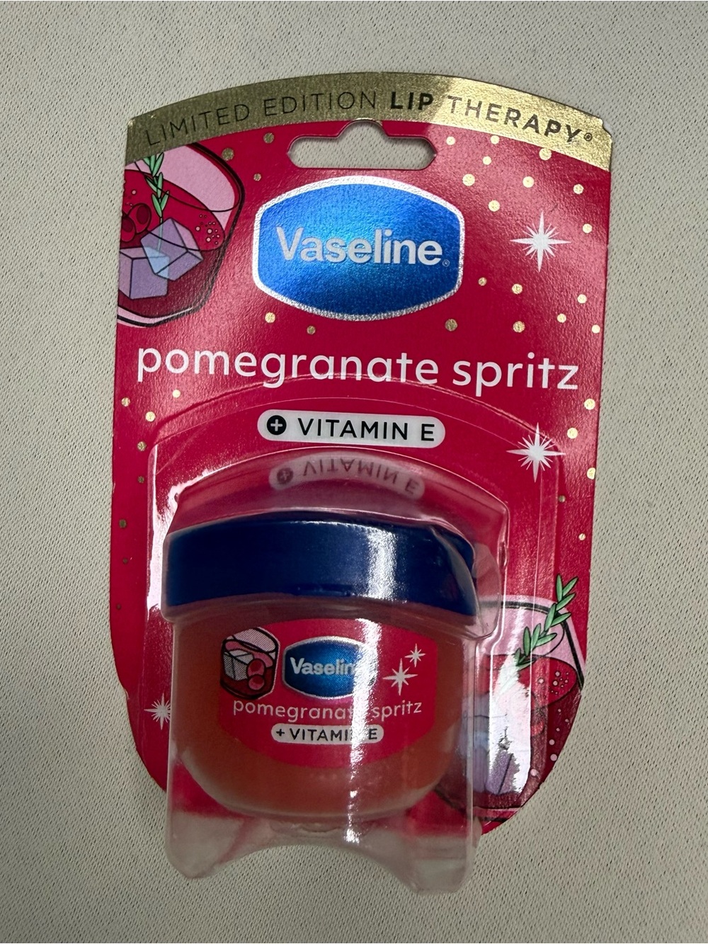 Vaseline Holiday Limited Edition Lip Balm- Pomegranate Spritz-Travel Size-0.25oz